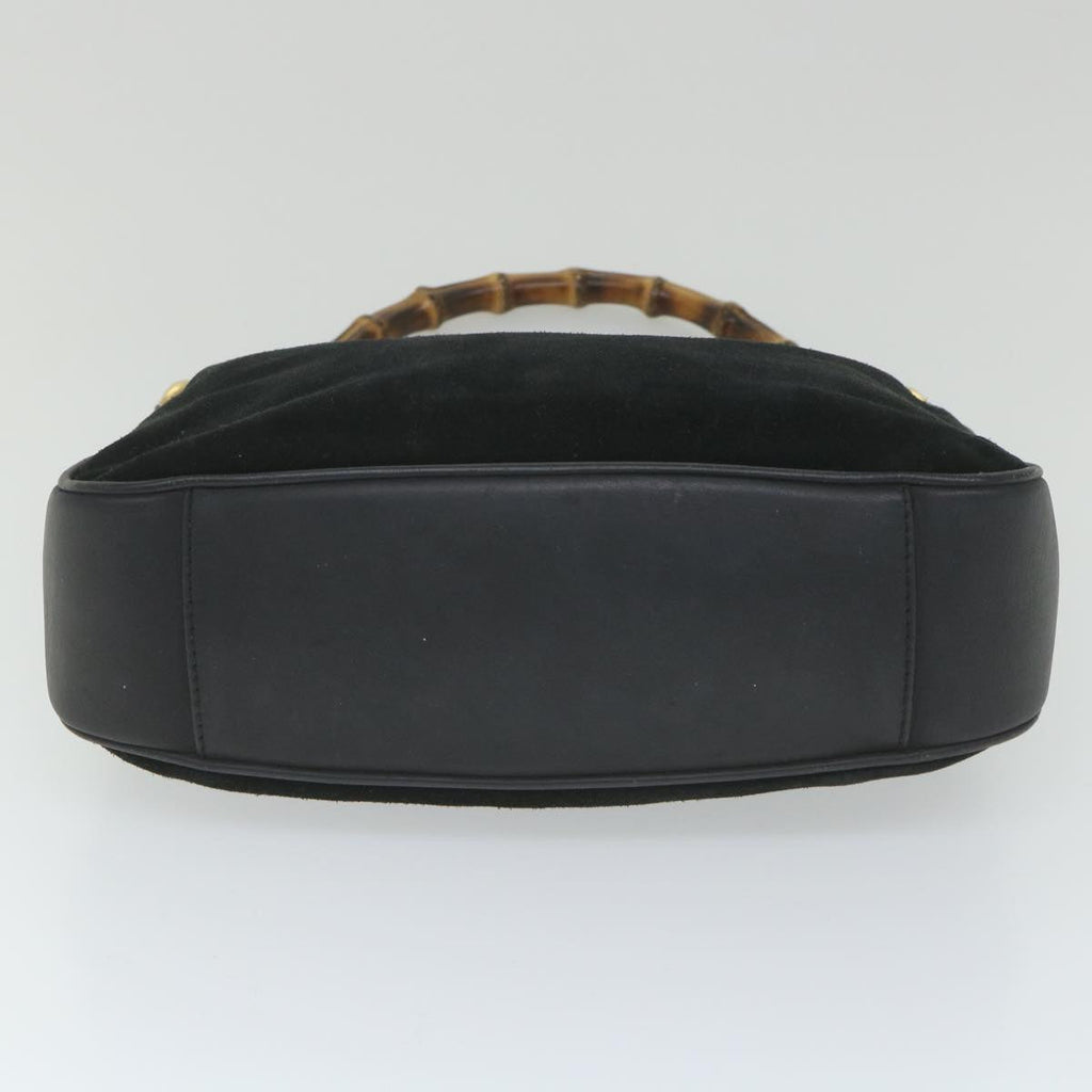 GUCCI Bamboo Shoulder Bag Suede 2way Black 001 1014 1638 0 ep2100