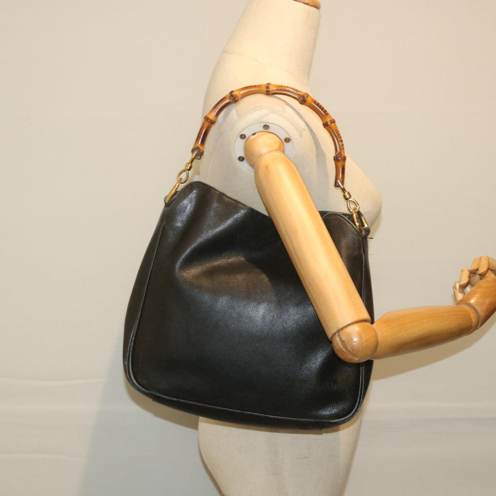 GUCCI Bamboo Shoulder Bag Leather Black 001 1638 3754 ep2137