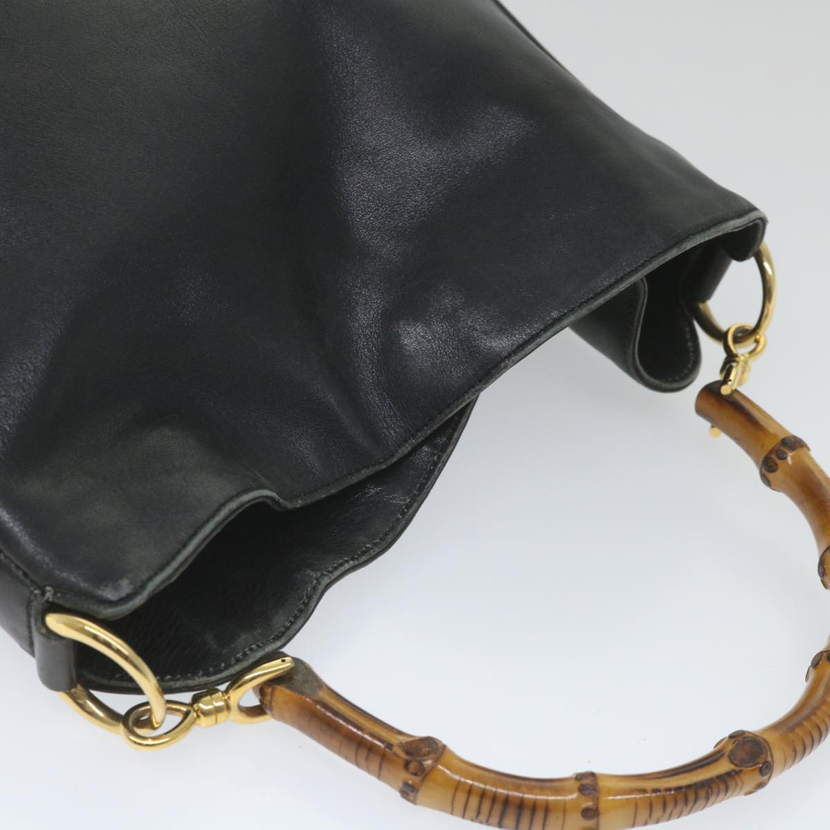 GUCCI Bamboo Shoulder Bag Leather Black 001 1638 3754 ep2137