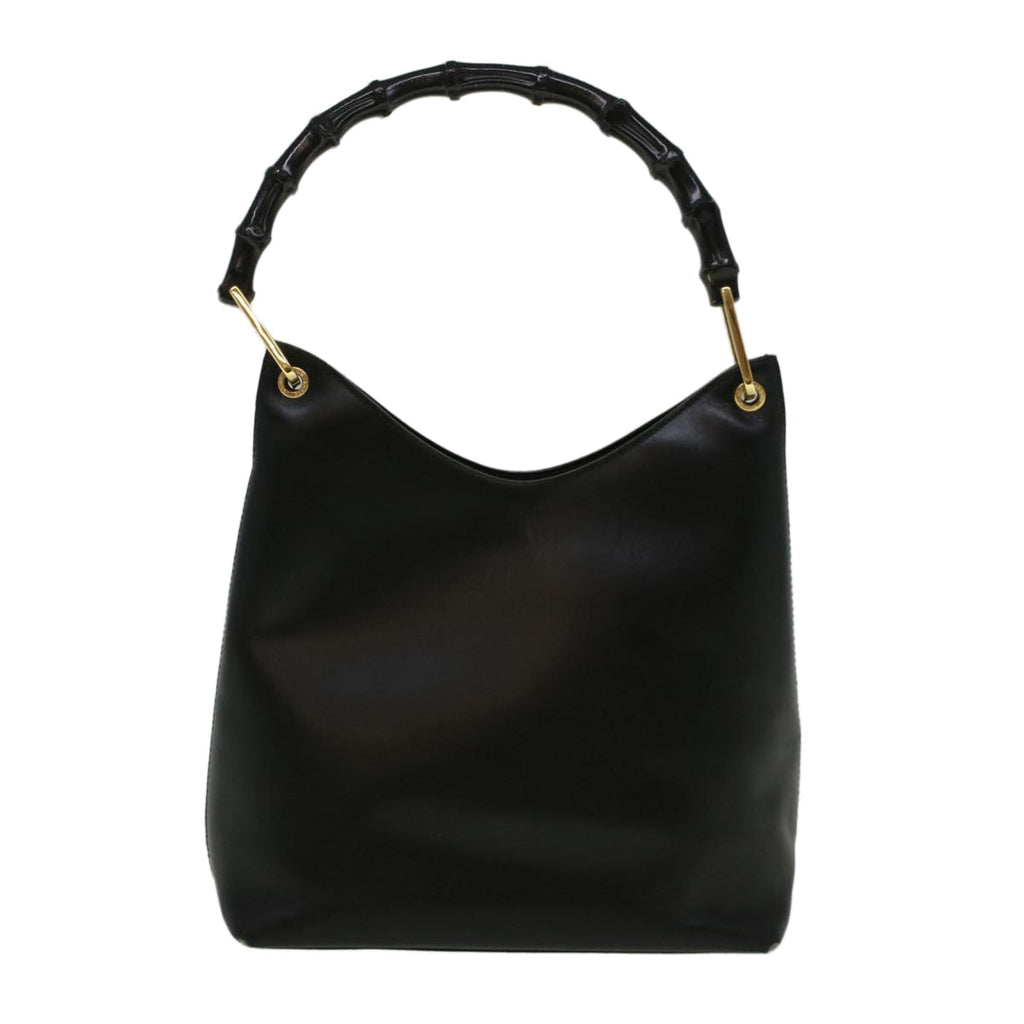 GUCCI Bamboo Shoulder Bag Leather Black 001 3007 3754 ep2141