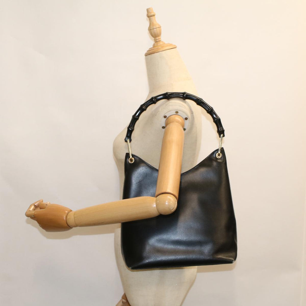 GUCCI Bamboo Shoulder Bag Leather Black 001 3007 3754 ep2141