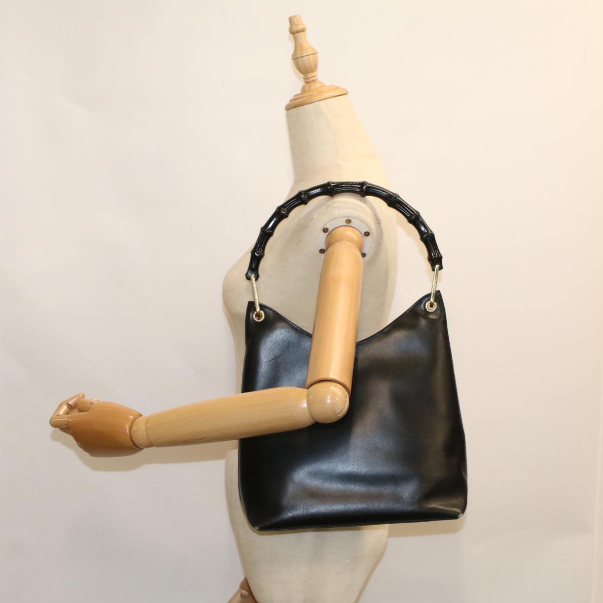 GUCCI Bamboo Shoulder Bag Leather Black 001 3007 3754 ep2141