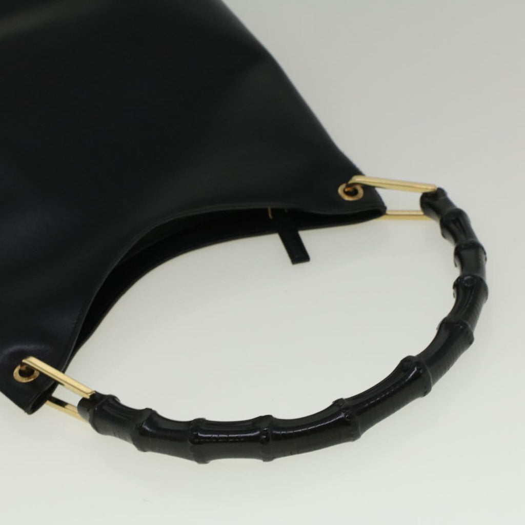 GUCCI Bamboo Shoulder Bag Leather Black 001 3007 3754 ep2141