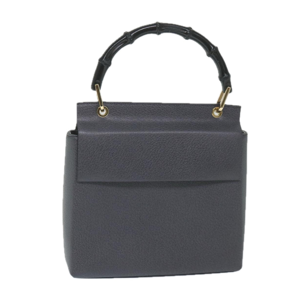 GUCCI Bamboo Hand Bag Leather Gray 001 3444 1887 ep2165