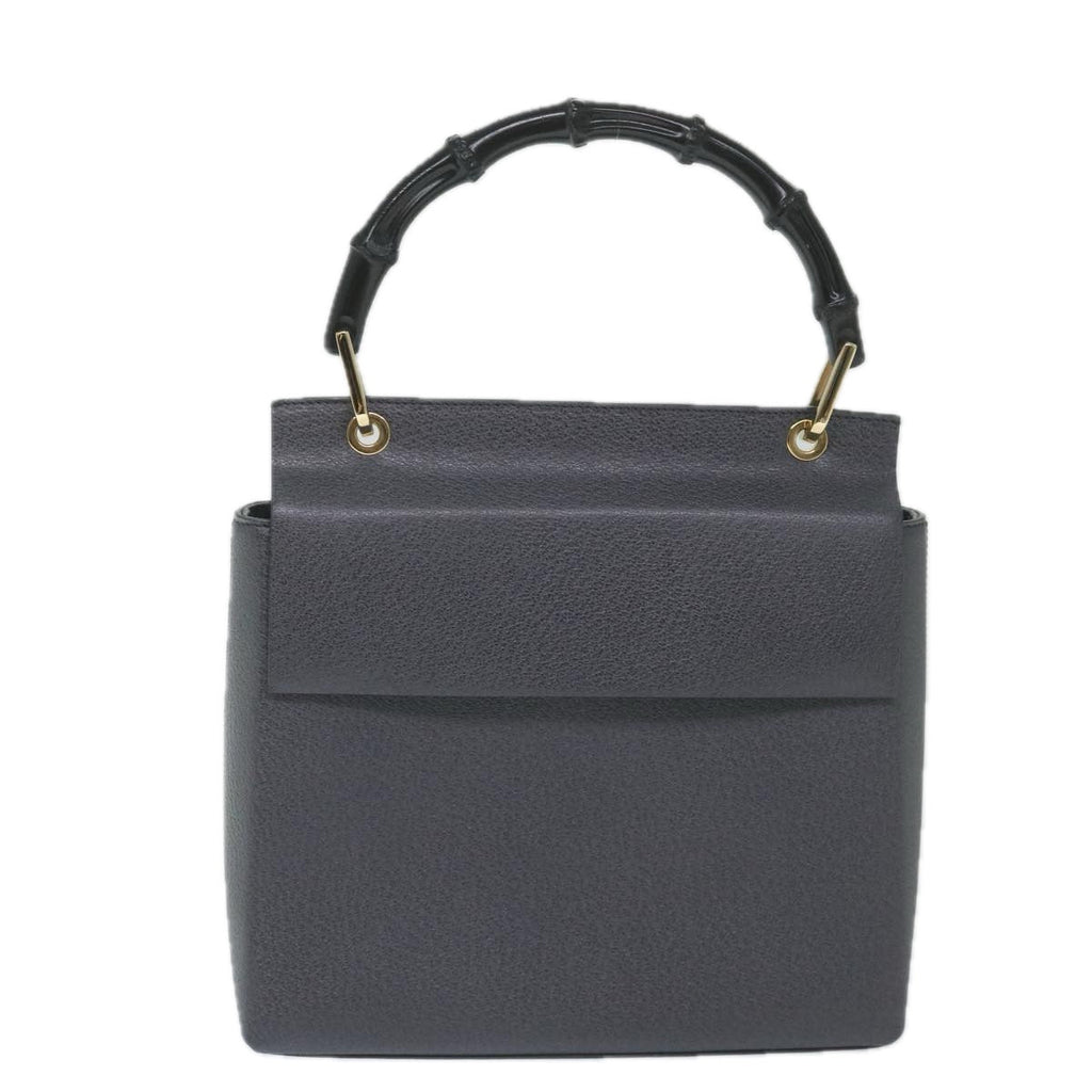 GUCCI Bamboo Hand Bag Leather Gray 001 3444 1887 ep2165