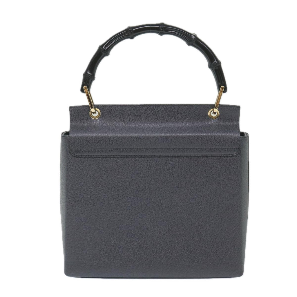 GUCCI Bamboo Hand Bag Leather Gray 001 3444 1887 ep2165
