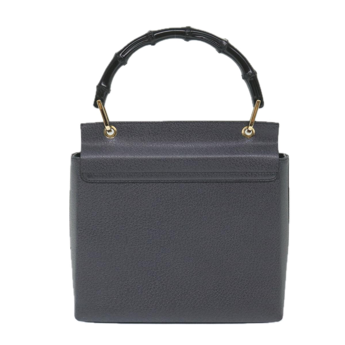 GUCCI Bamboo Hand Bag Leather Gray 001 3444 1887 ep2165