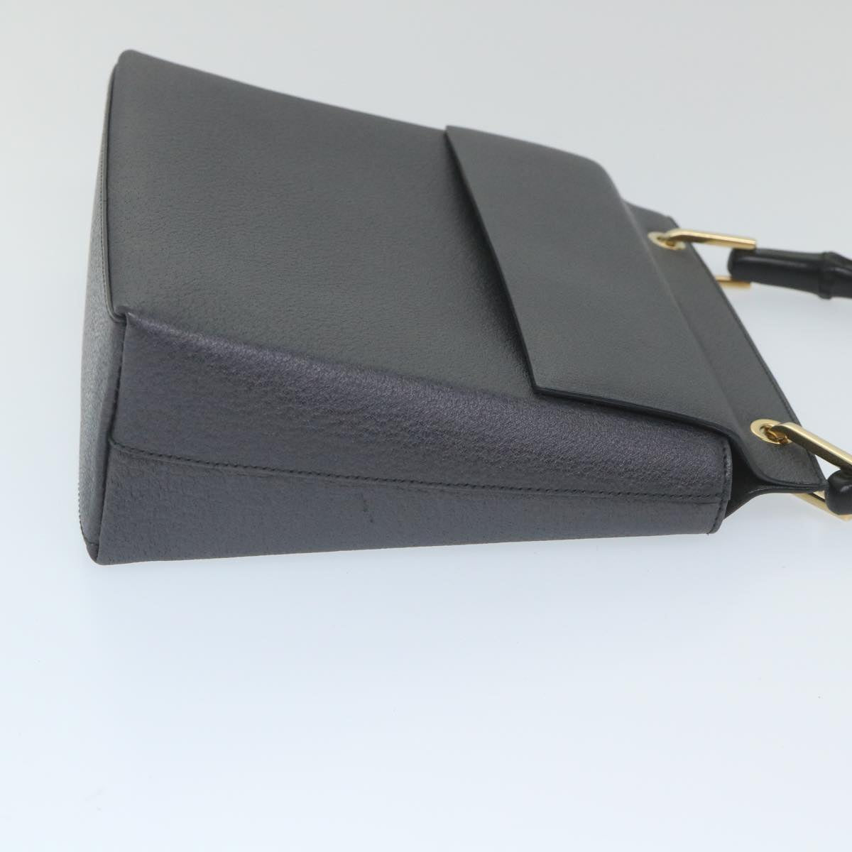 GUCCI Bamboo Hand Bag Leather Gray 001 3444 1887 ep2165