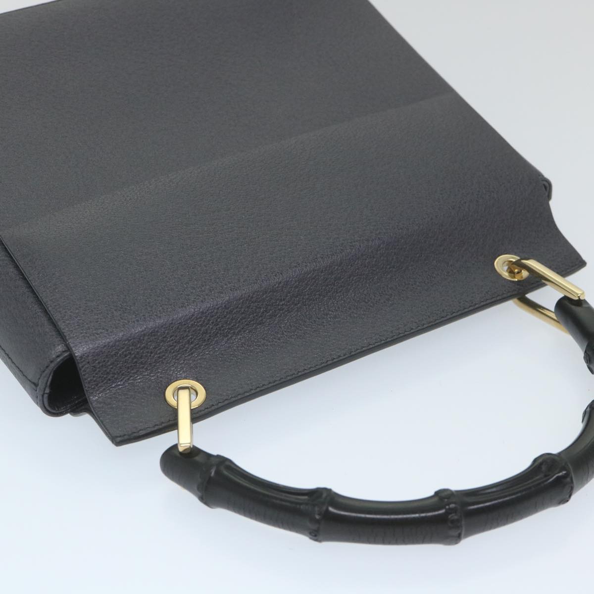 GUCCI Bamboo Hand Bag Leather Gray 001 3444 1887 ep2165