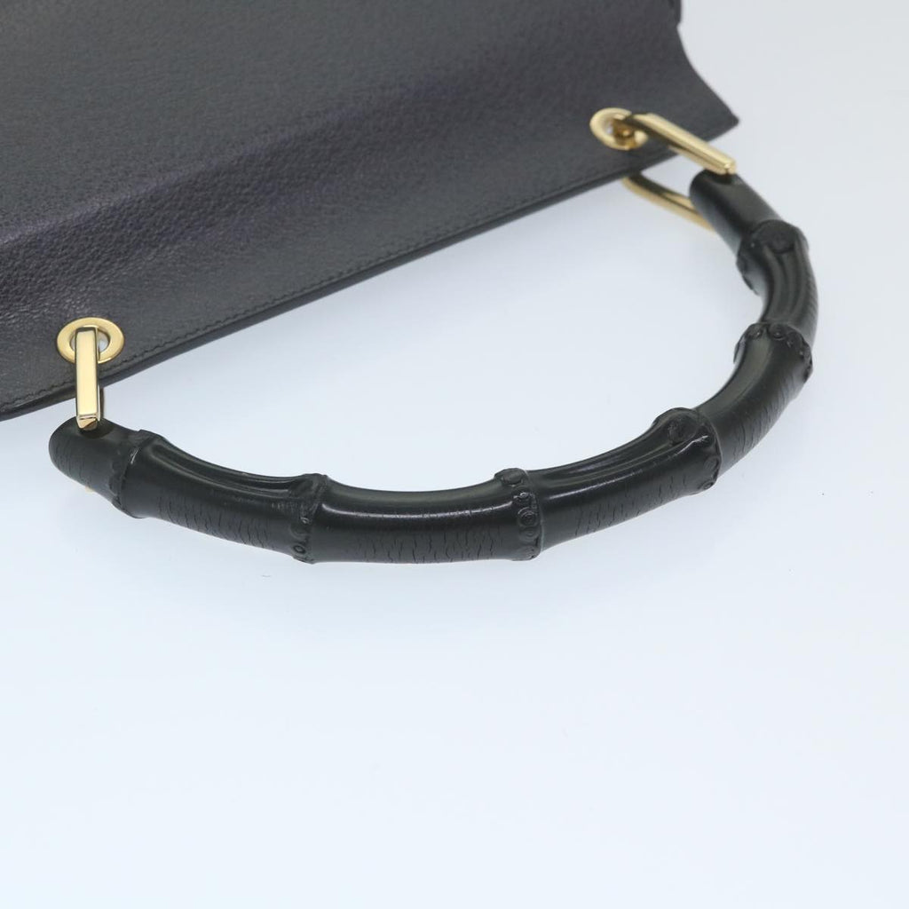 GUCCI Bamboo Hand Bag Leather Gray 001 3444 1887 ep2165