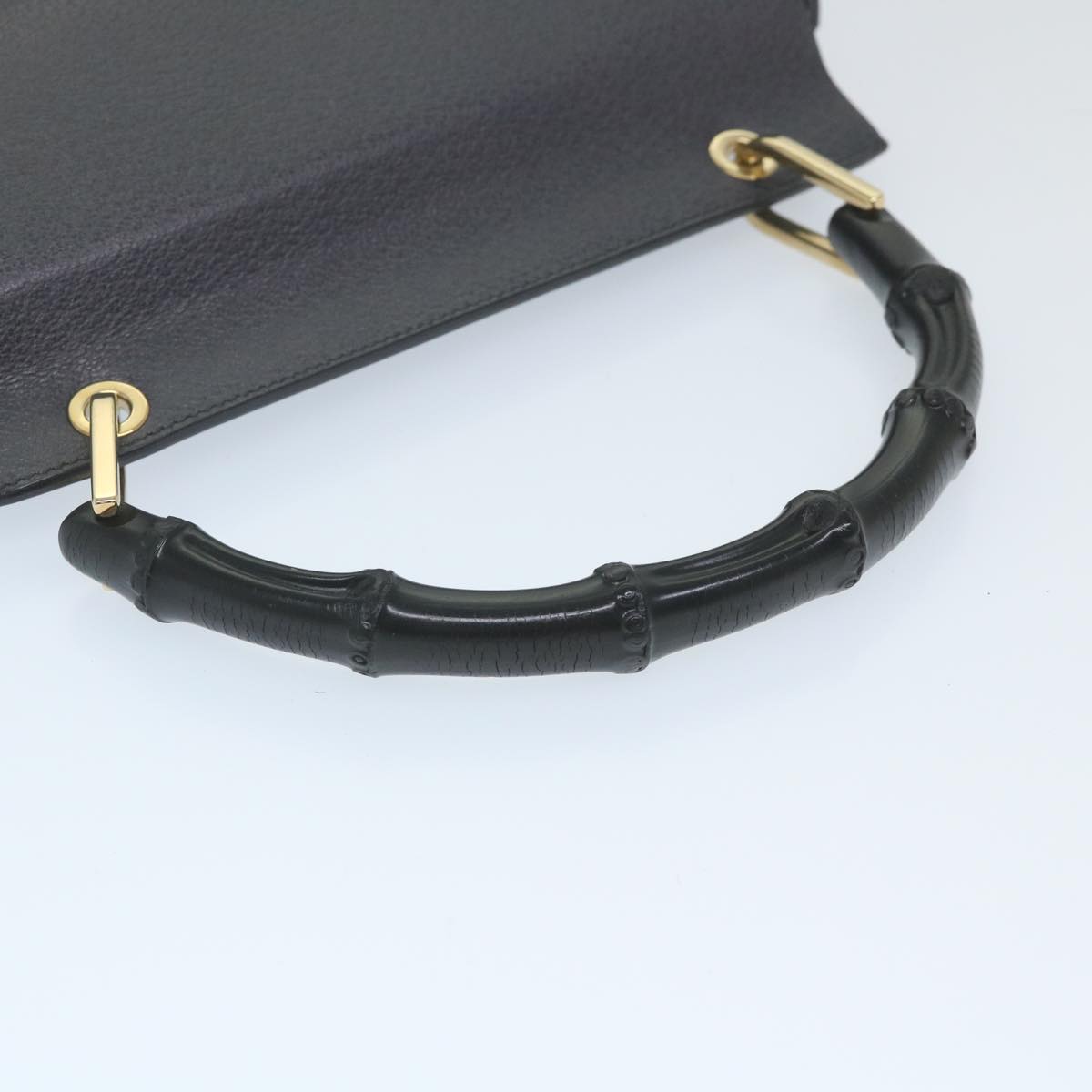 GUCCI Bamboo Hand Bag Leather Gray 001 3444 1887 ep2165