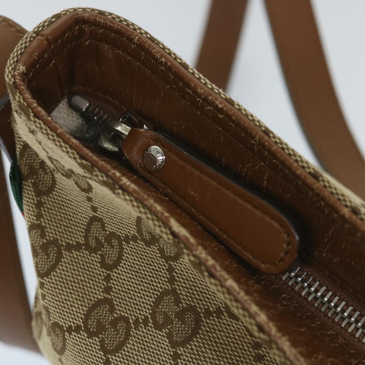 GUCCI GG Canvas Web Sherry Line Shoulder Bag Beige Red Green 337598 ep2170