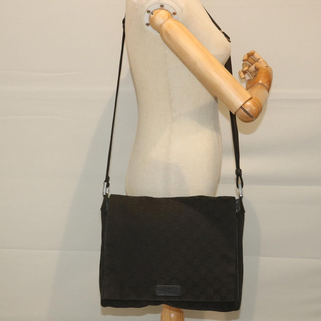 GUCCI GG Canvas Shoulder Bag Black 146236 ep2179