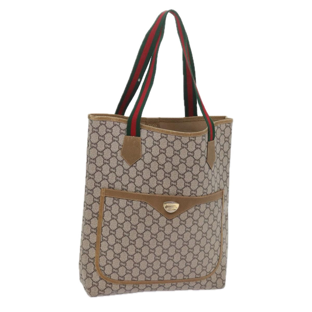 GUCCI GG Plus Supreme Web Sherry Line Tote Bag Beige Red Green ep2191