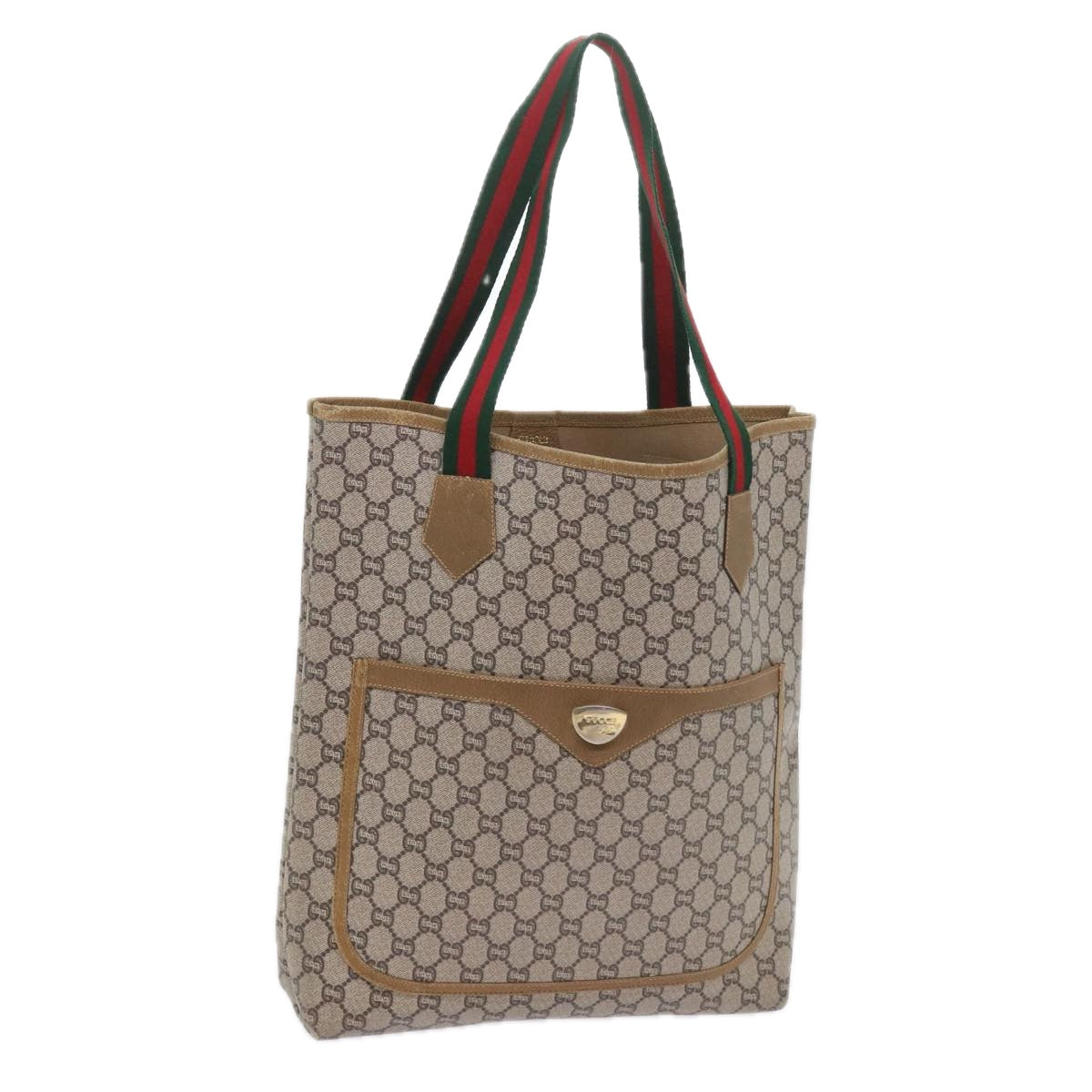 GUCCI GG Plus Supreme Web Sherry Line Tote Bag Beige Red Green ep2191