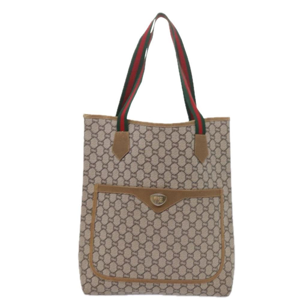 GUCCI GG Plus Supreme Web Sherry Line Tote Bag Beige Red Green ep2191