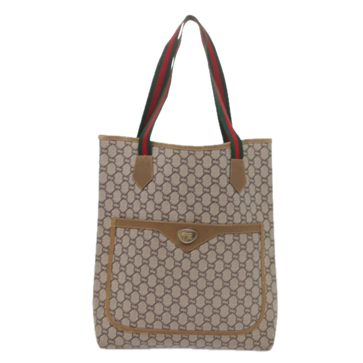 GUCCI GG Plus Supreme Web Sherry Line Tote Bag Beige Red Green ep2191