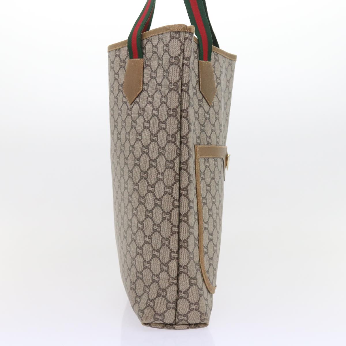 GUCCI GG Plus Supreme Web Sherry Line Tote Bag Beige Red Green ep2191