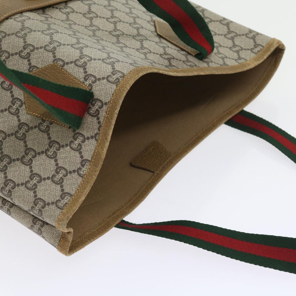 GUCCI GG Plus Supreme Web Sherry Line Tote Bag Beige Red Green ep2191