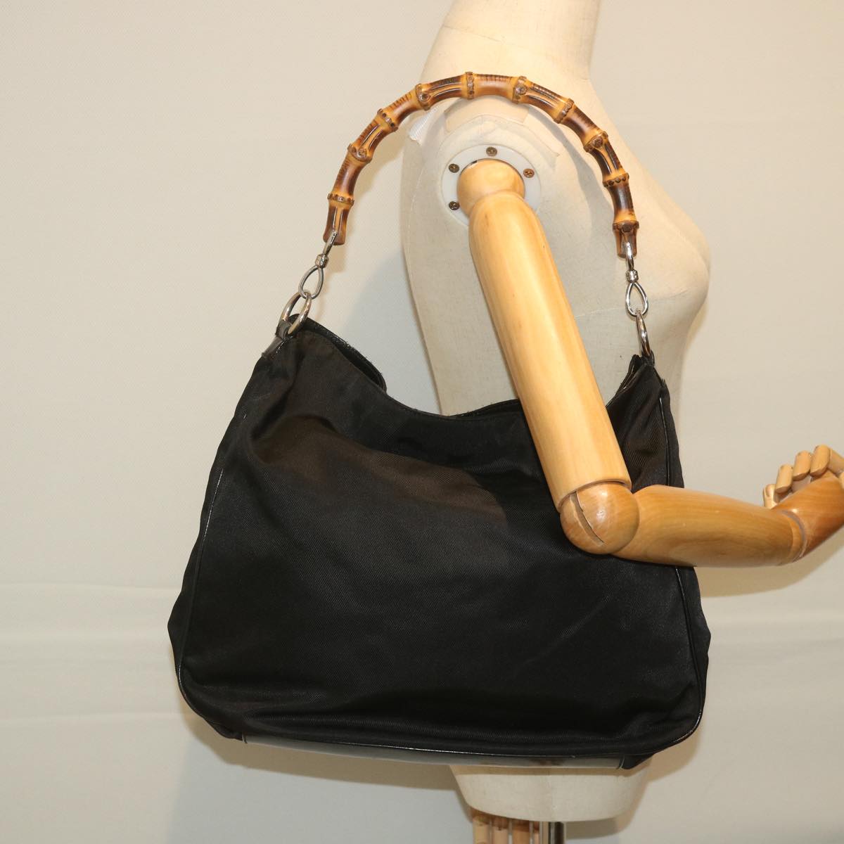 GUCCI Bamboo Hand Bag Canvas Black 001 2404 1577 0 ep2198