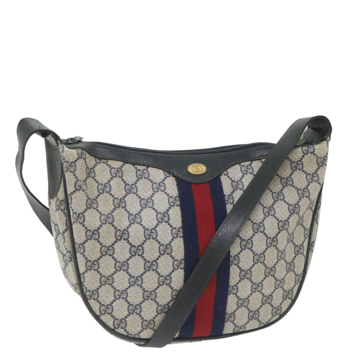 GUCCI GG Supreme Sherry Line Shoulder Bag Red Navy Gray 10 02 008 ep2200