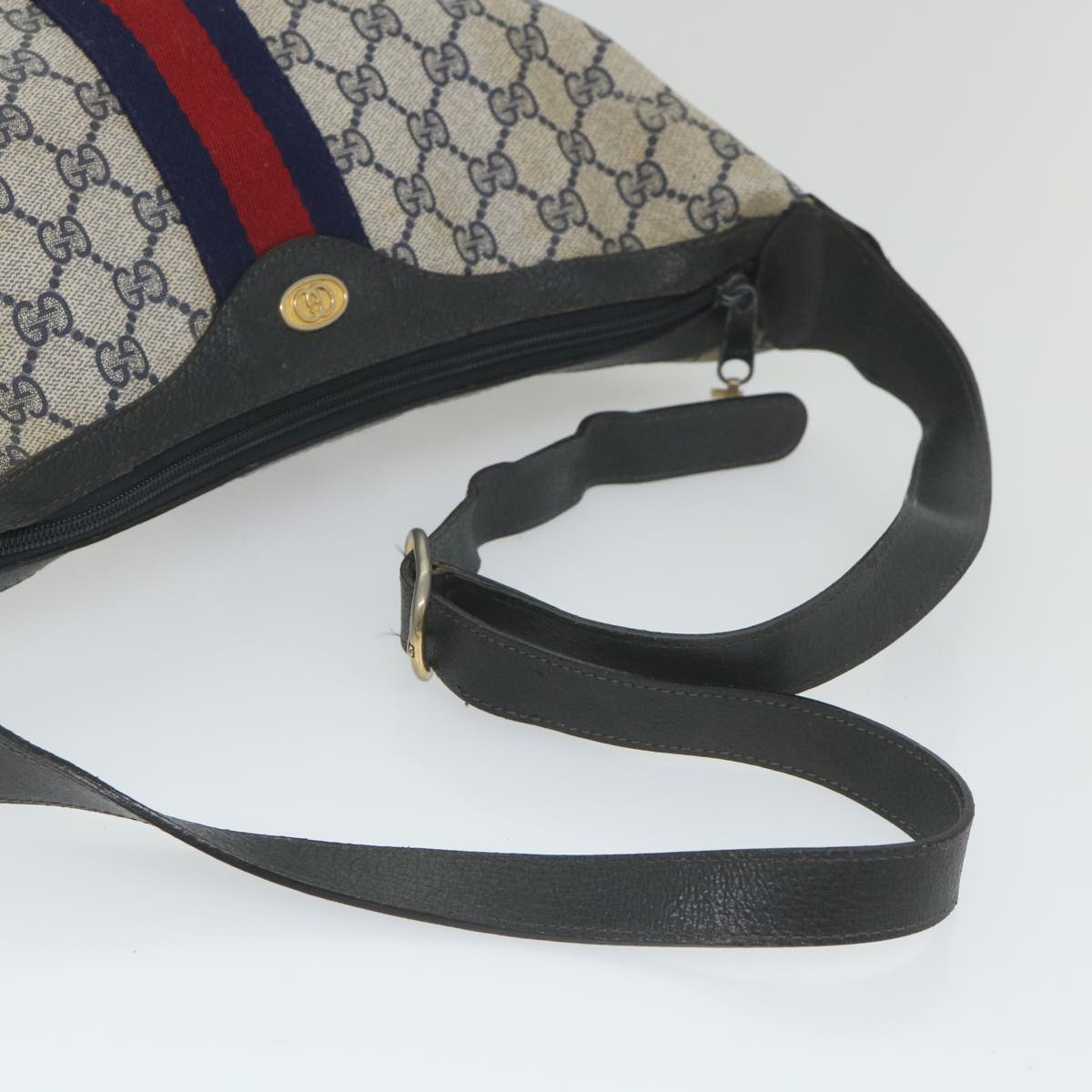 GUCCI GG Supreme Sherry Line Shoulder Bag Red Navy Gray 10 02 008 ep2200