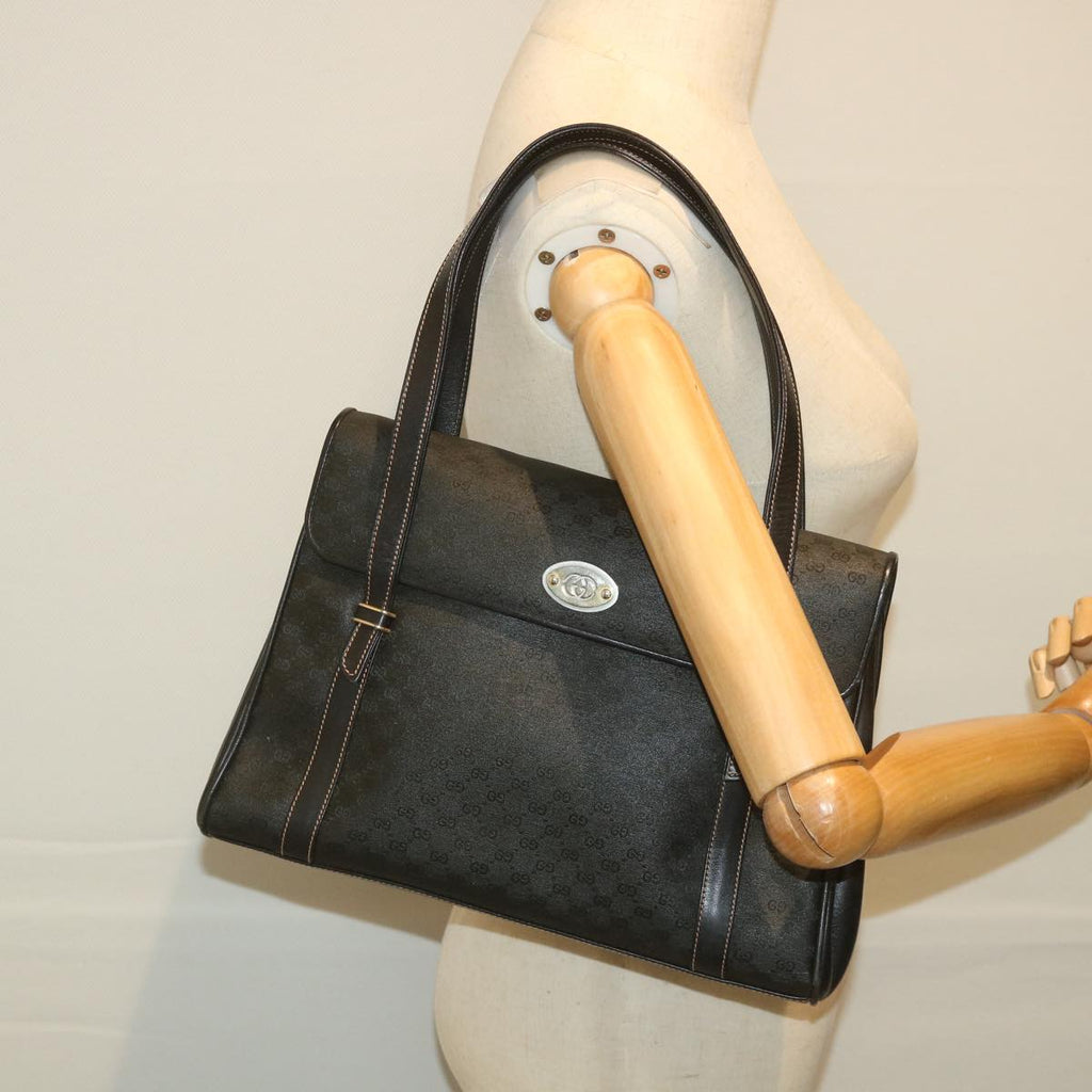 GUCCI Micro GG Supreme Hand Bag PVC Leather Black 000 46 4857 ep2214