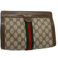 GUCCI GG Supreme Web Sherry Line Clutch Bag Beige Red 89 01 001 ep2223