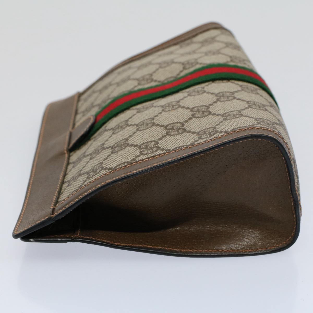 GUCCI GG Supreme Web Sherry Line Clutch Bag Beige Red 89 01 001 ep2223