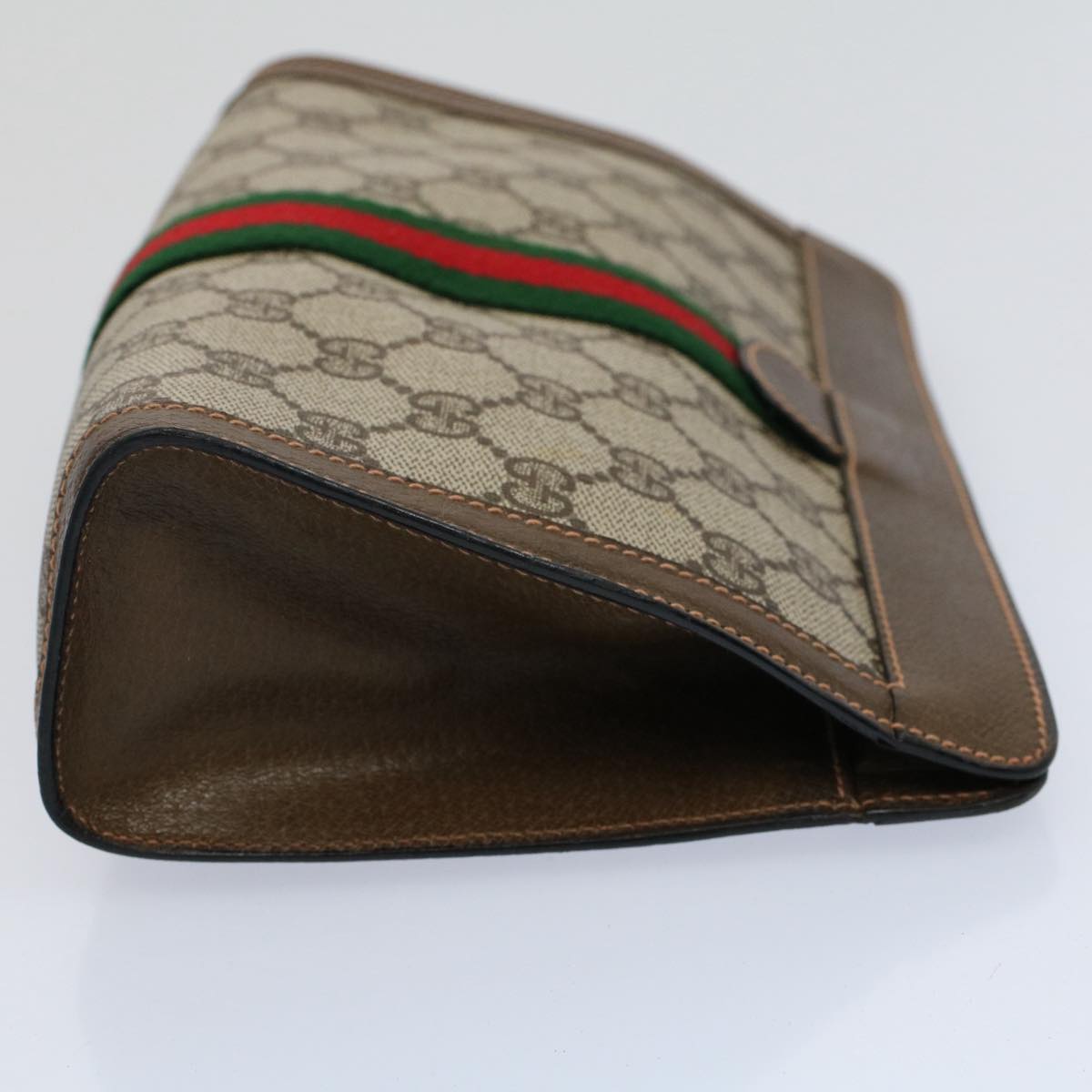 GUCCI GG Supreme Web Sherry Line Clutch Bag Beige Red 89 01 001 ep2223