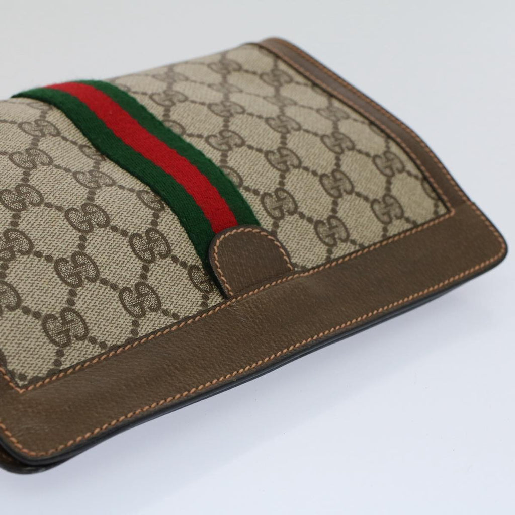 GUCCI GG Supreme Web Sherry Line Clutch Bag Beige Red 89 01 001 ep2223