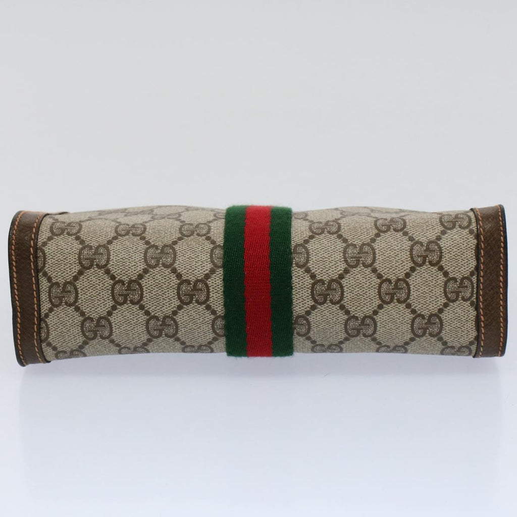 GUCCI GG Supreme Web Sherry Line Clutch Bag Beige Red 89 01 001 ep2223