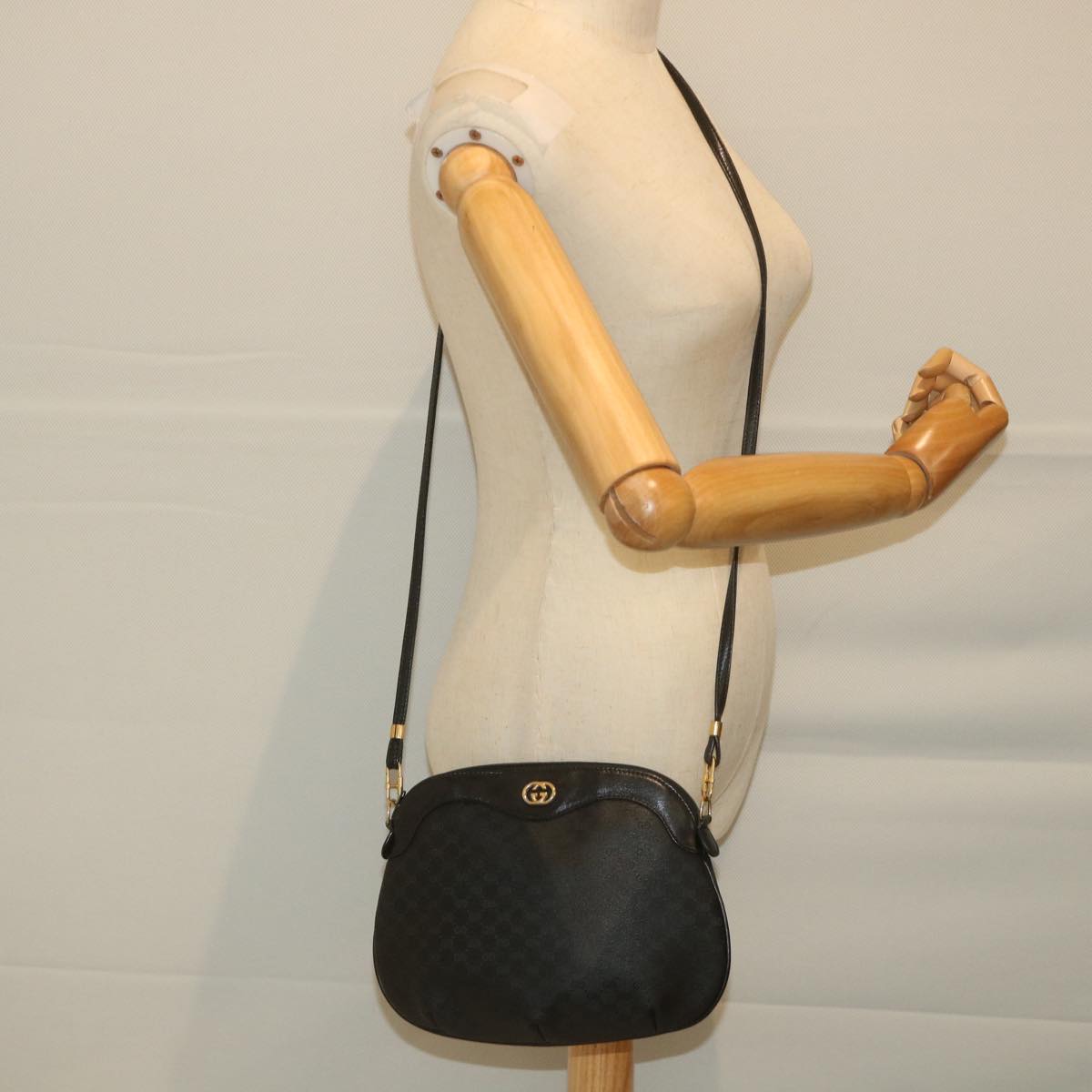 GUCCI Micro GG Supreme Shoulder Bag PVC Leather Black 007 49 0819 ep2229