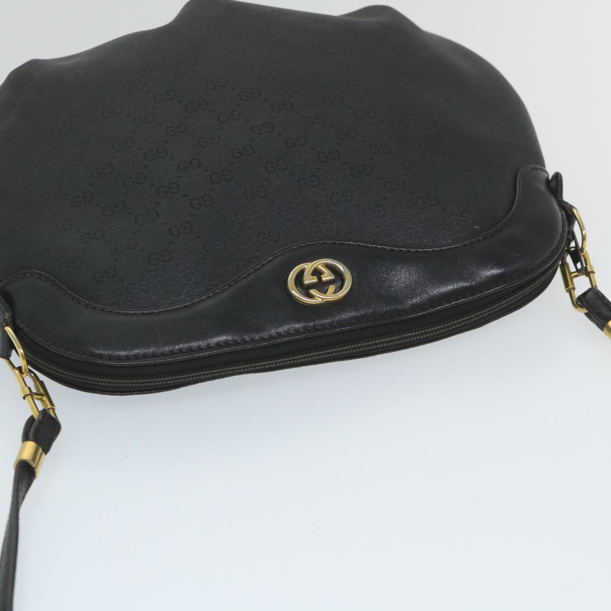 GUCCI Micro GG Supreme Shoulder Bag PVC Leather Black 007 49 0819 ep2229