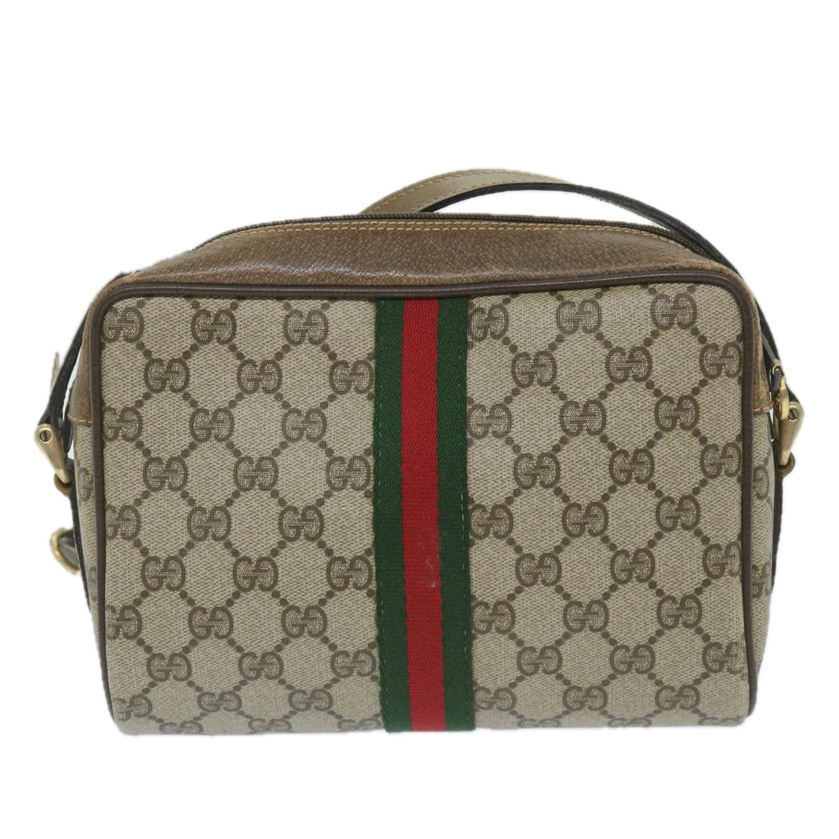 GUCCI GG Supreme Web Sherry Line Shoulder Bag Beige Red 32 02 004 ep2231