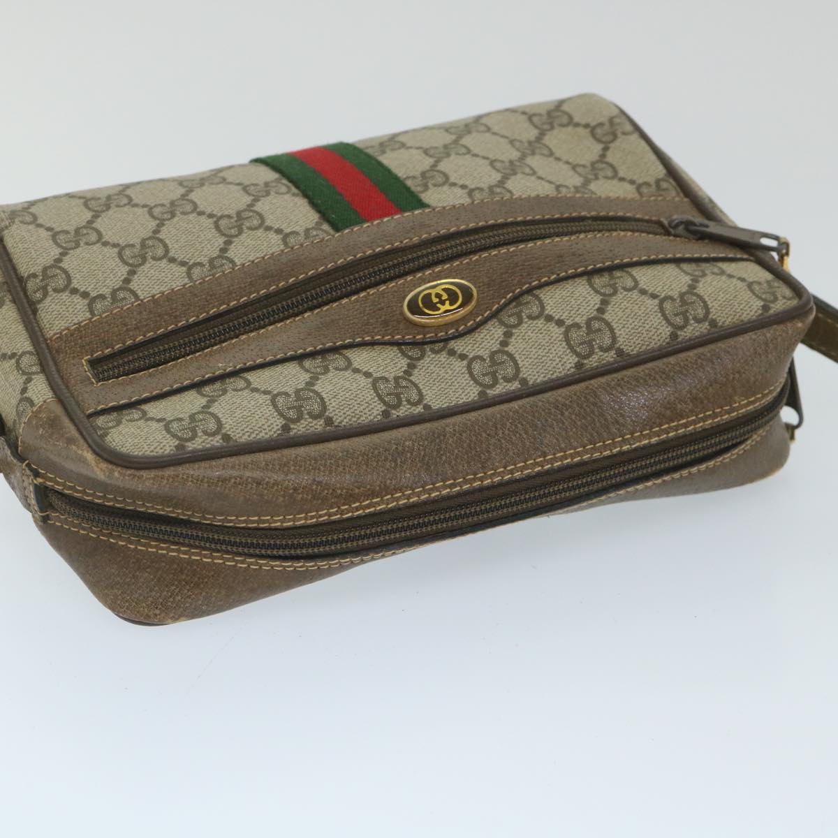 GUCCI GG Supreme Web Sherry Line Shoulder Bag Beige Red 32 02 004 ep2231