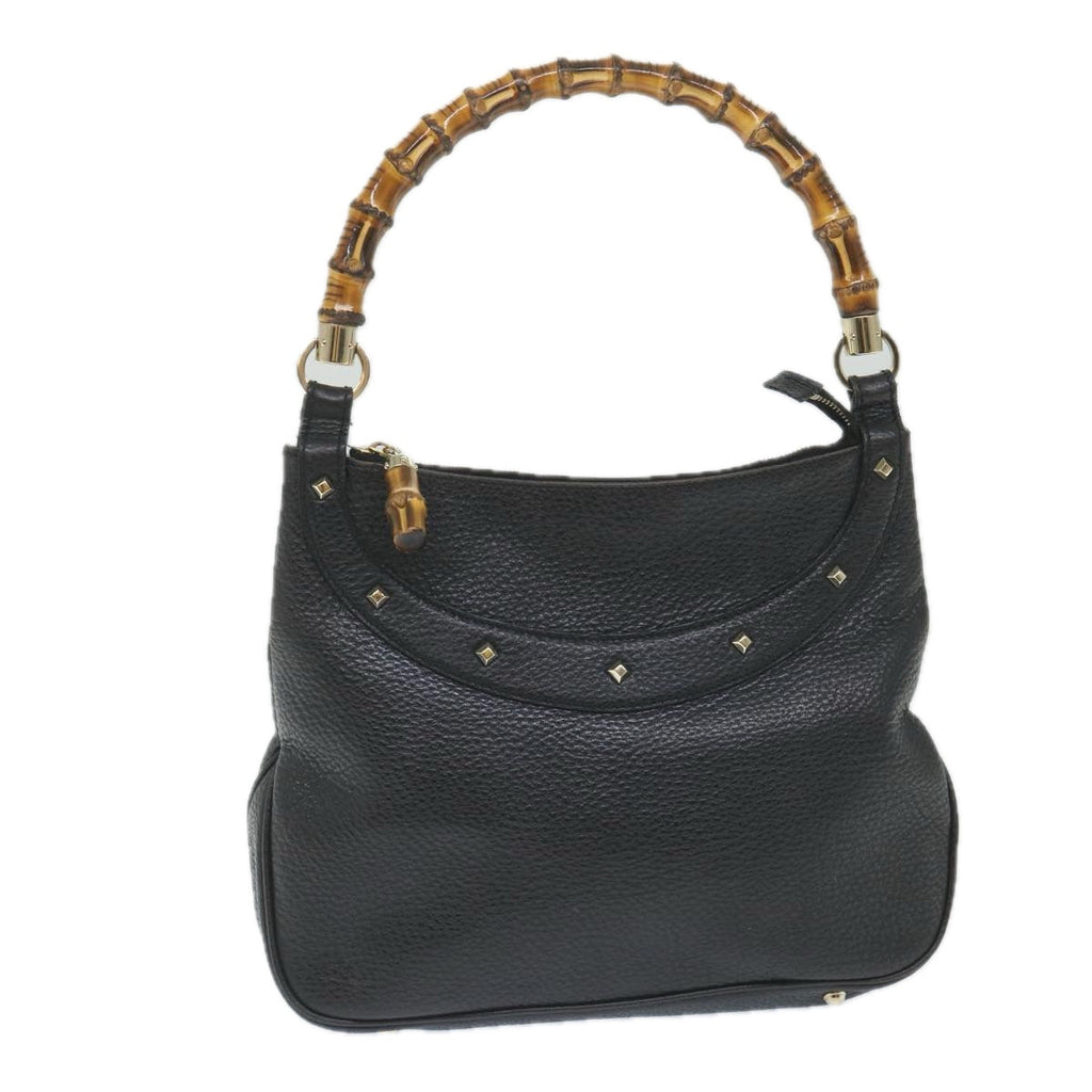GUCCI Bamboo Shoulder Bag Leather Black 137379 ep2235