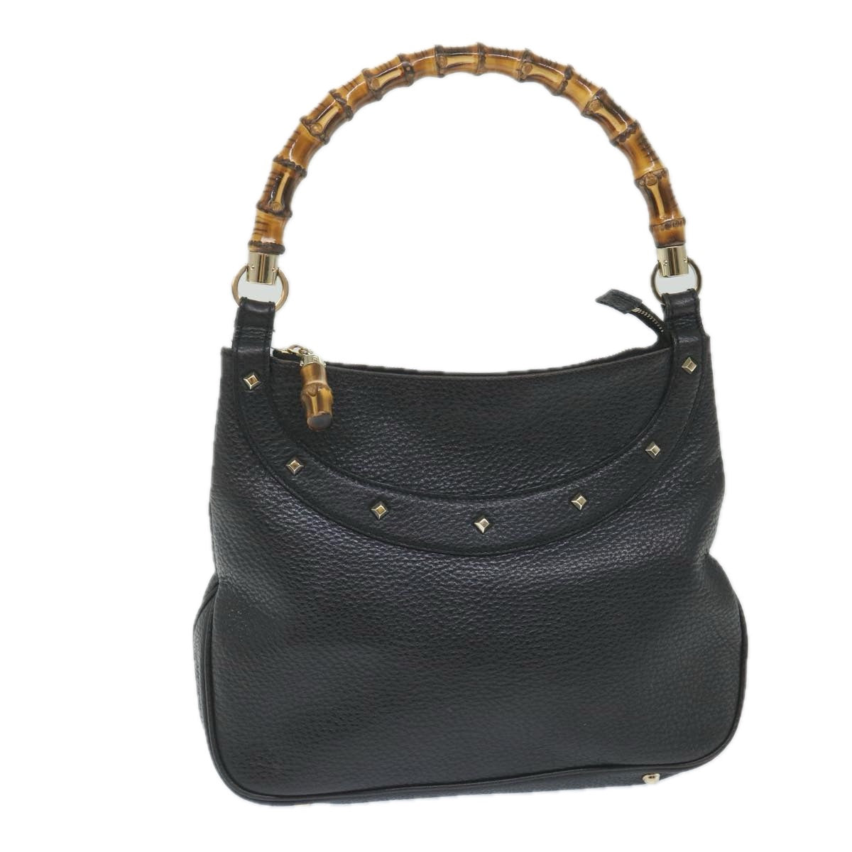 GUCCI Bamboo Shoulder Bag Leather Black 137379 ep2235