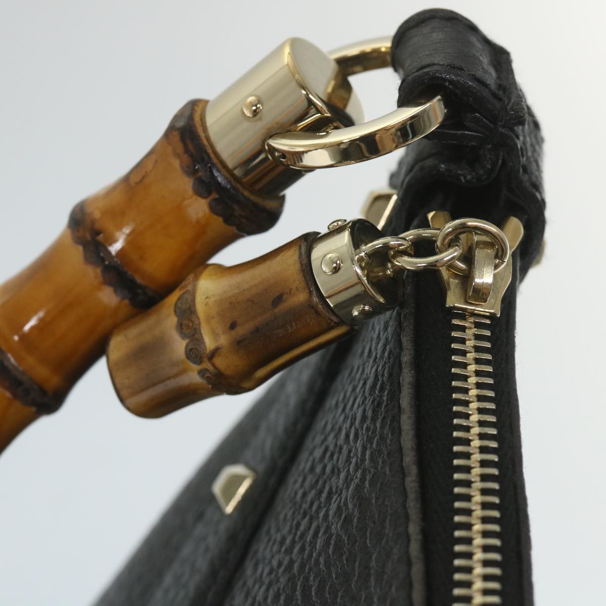 GUCCI Bamboo Shoulder Bag Leather Black 137379 ep2235