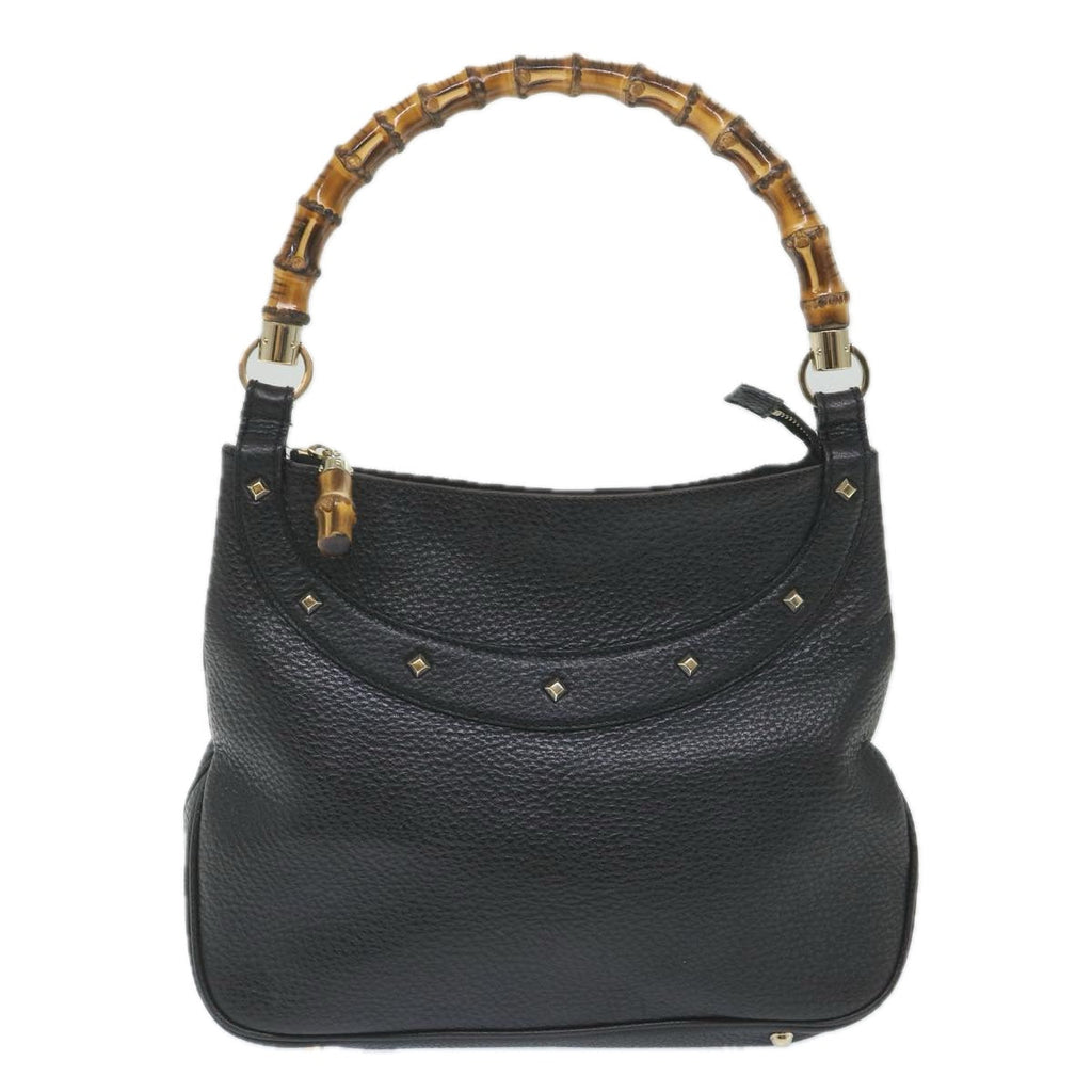 GUCCI Bamboo Shoulder Bag Leather Black 137379 ep2235