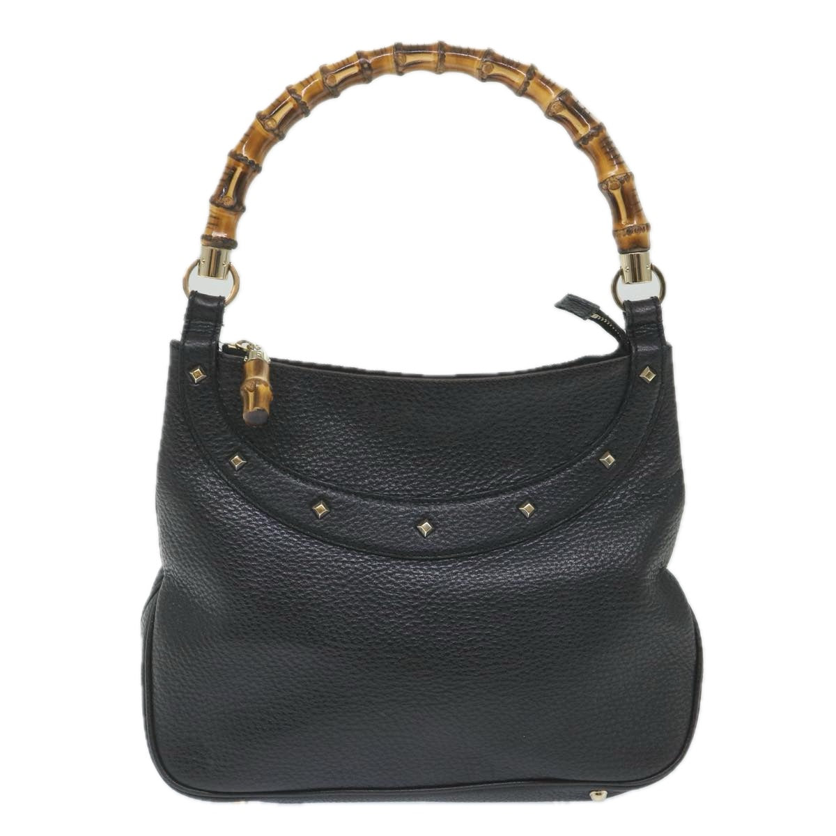 GUCCI Bamboo Shoulder Bag Leather Black 137379 ep2235