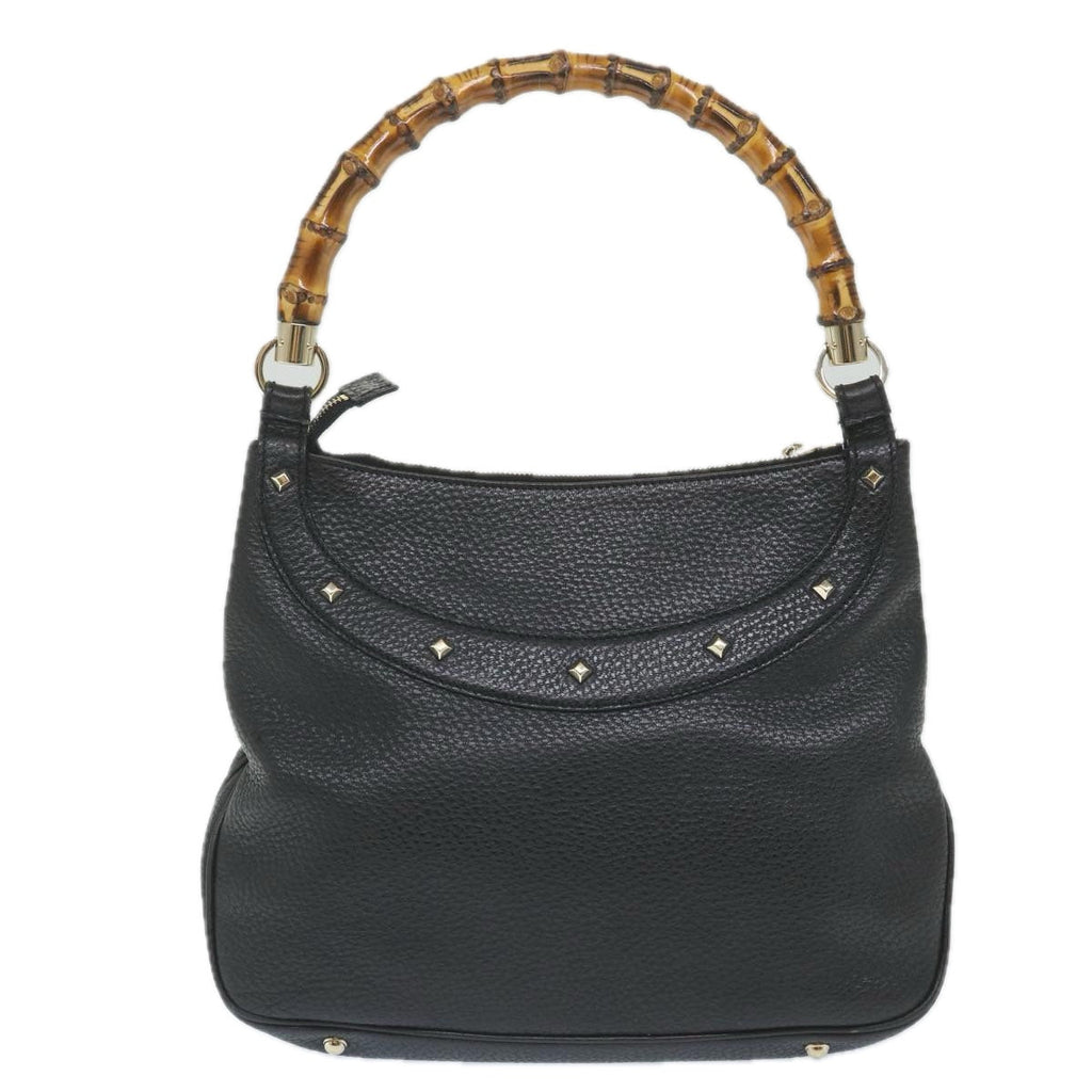 GUCCI Bamboo Shoulder Bag Leather Black 137379 ep2235