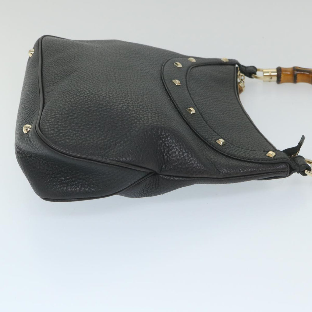 GUCCI Bamboo Shoulder Bag Leather Black 137379 ep2235
