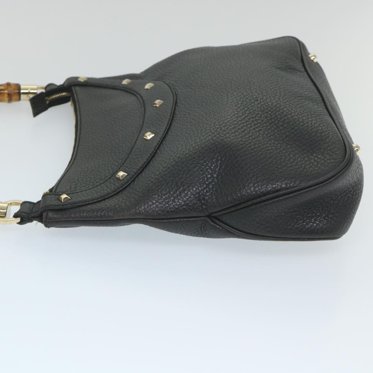 GUCCI Bamboo Shoulder Bag Leather Black 137379 ep2235
