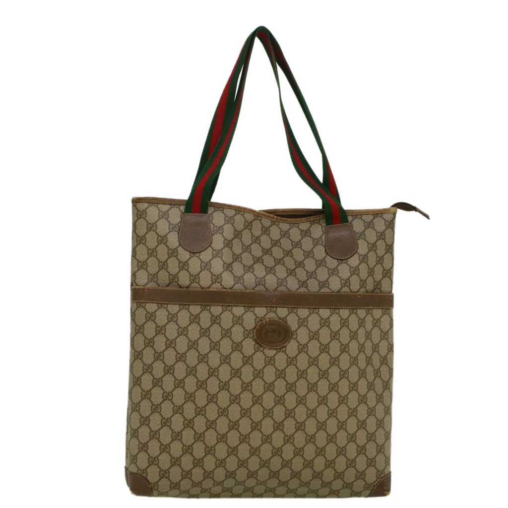 GUCCI GG Supreme Web Sherry Line Tote Bag Beige Red 002 983 0168 ep2238