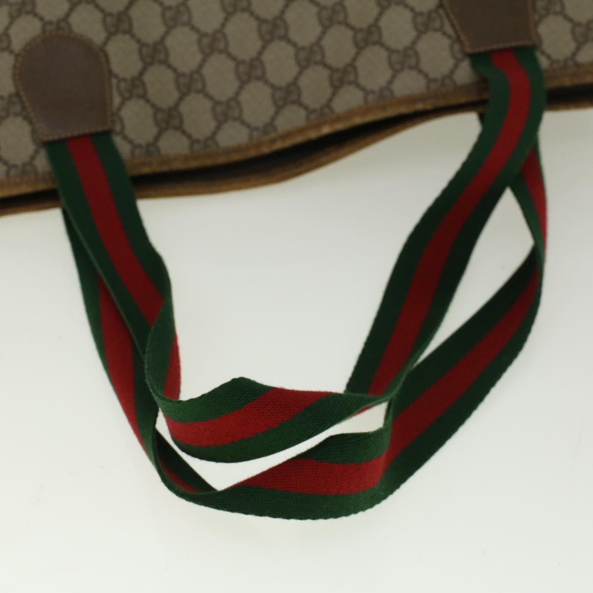 GUCCI GG Supreme Web Sherry Line Tote Bag Beige Red 002 983 0168 ep2238