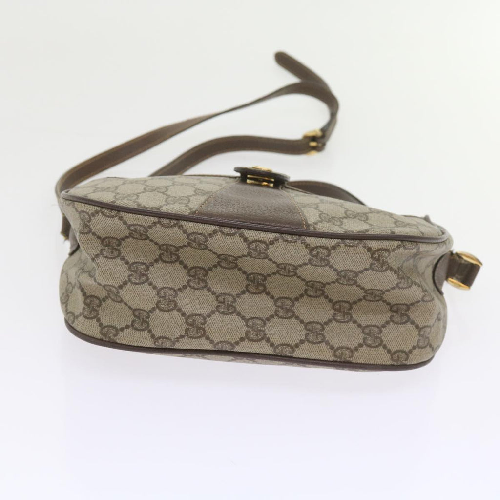 GUCCI GG Canvas Web Sherry Line Shoulder Bag PVC Leather Beige Green ep2244