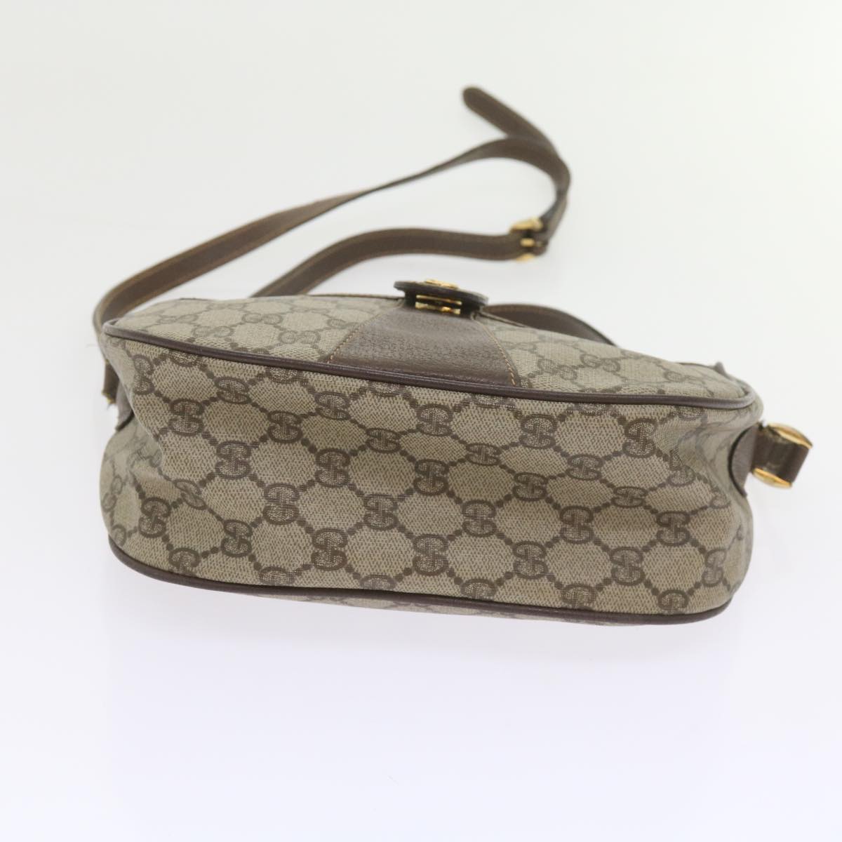 GUCCI GG Canvas Web Sherry Line Shoulder Bag PVC Leather Beige Green ep2244