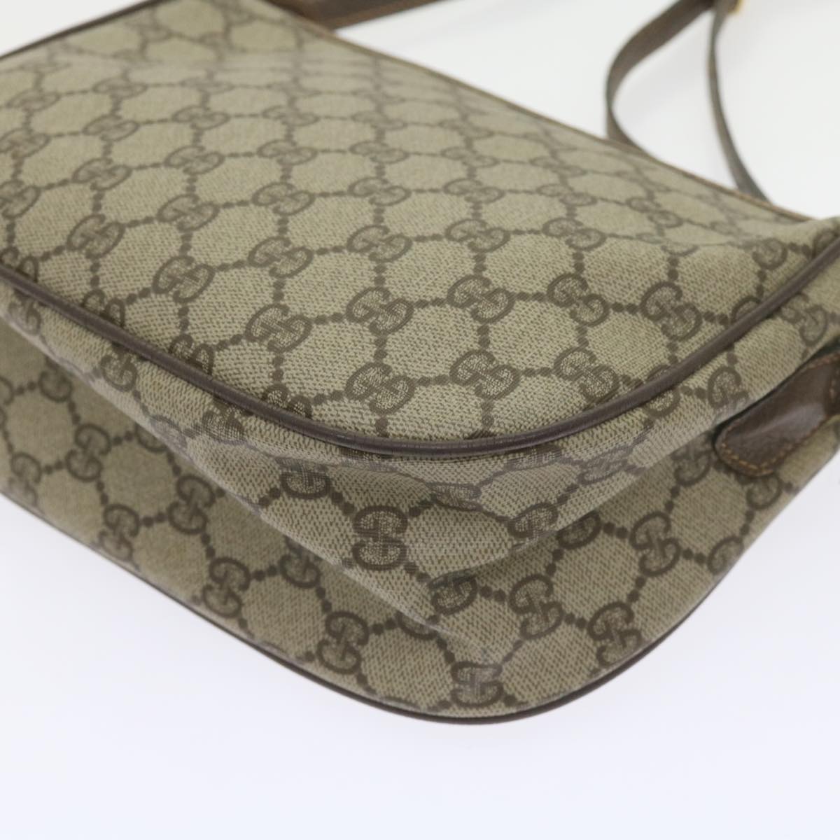 GUCCI GG Canvas Web Sherry Line Shoulder Bag PVC Leather Beige Green ep2244