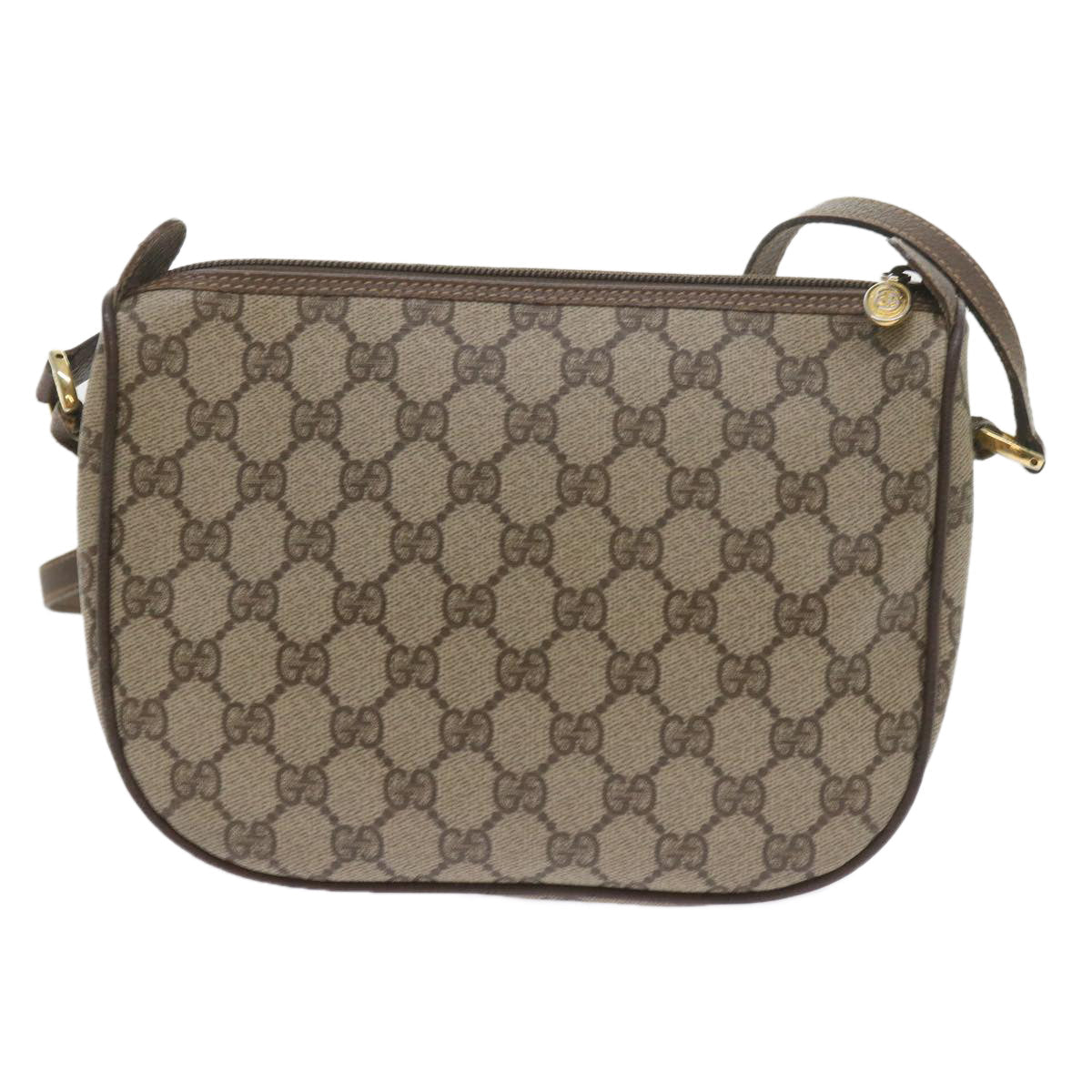 GUCCI GG Canvas Web Sherry Line Shoulder Bag PVC Leather Beige Green ep2244